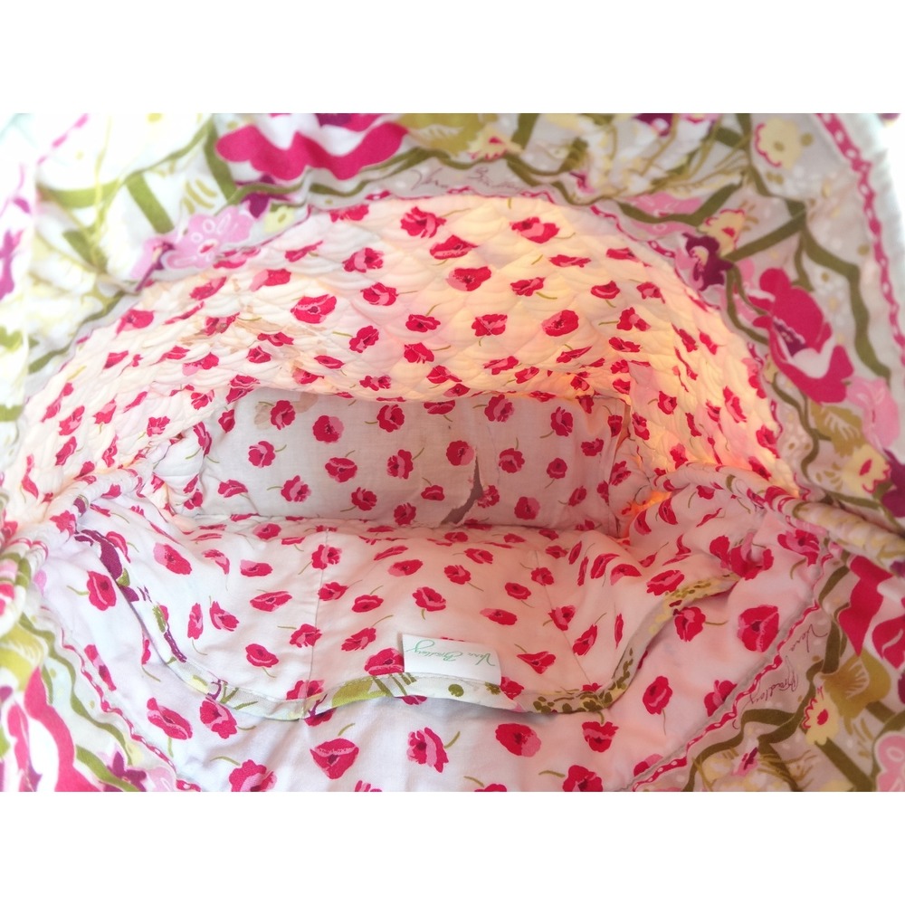 Vera Bradley Tote Bag Women Large Pink Floral Fair Quilted Cotton Shoulder Bag - Picture 3 of 4